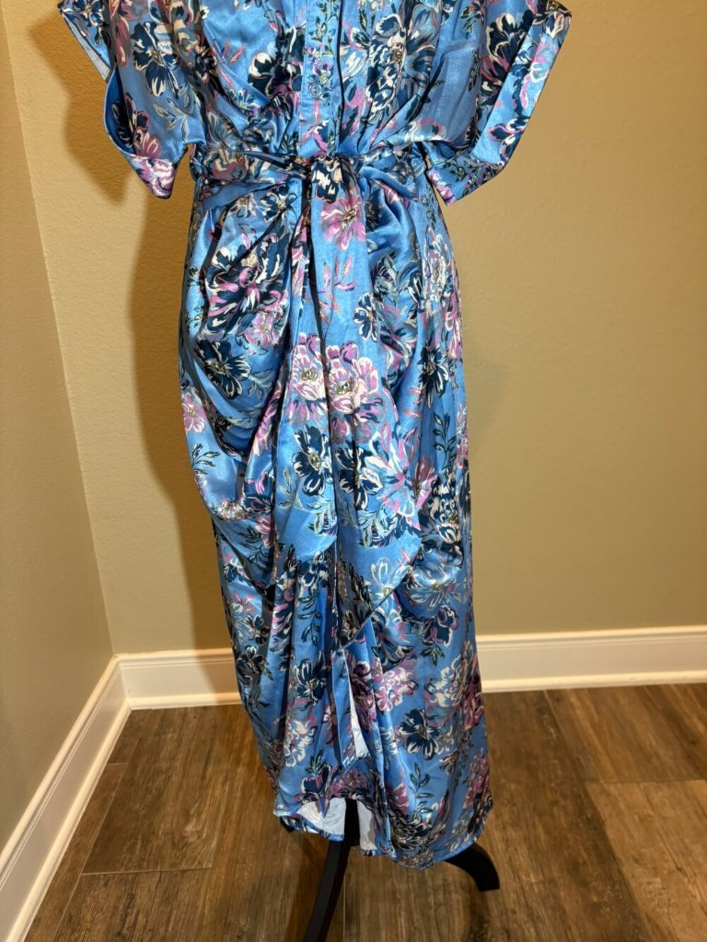 NWT Steve Madden Azure Blue Floral Belted Dress - Picture 4 of 14